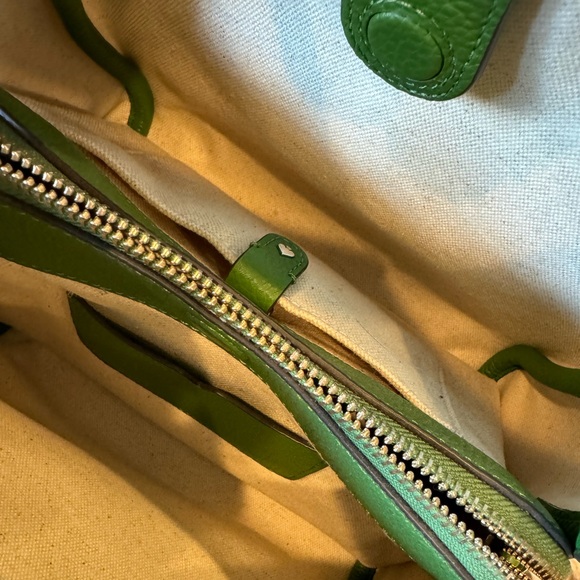 KATE SPADE Knott Palm Canvas Medium Crossbody Tote Tropical Green Leather NWT - Picture 9 of 11